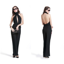 Frauen High-Taille &amp; Kragen Ärmellos Wide Leg Jumpsuit